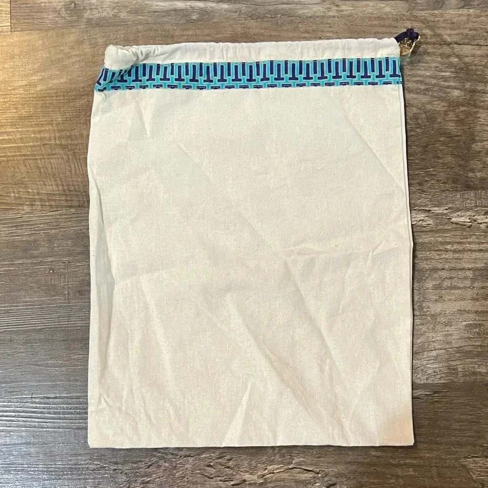 NEW Tory Burch Drawstring Accessories Travel Storage Cotton Beige